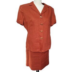 Plaza South Linen Vintage Skirt Set Sz 14 Petite by Plaza South Petite Burnt Ora